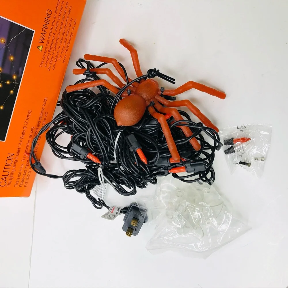 Spooky Village 5' Halloween Orange Spider Web Lights 35 Count Indoor & Outdoor
